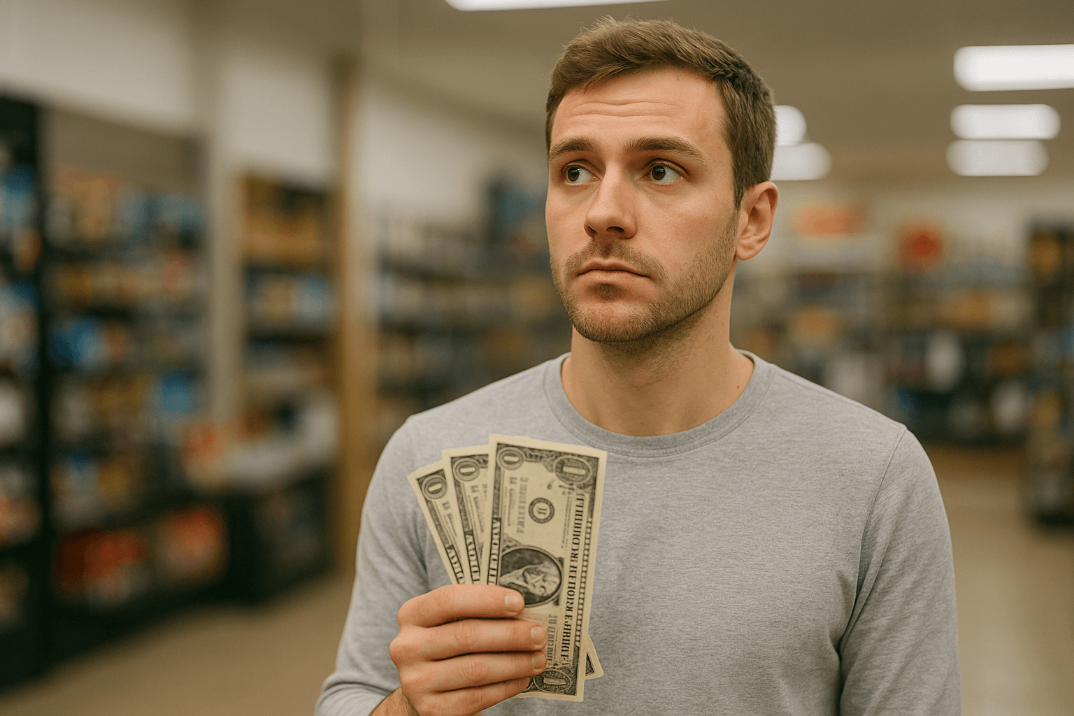 Homem segurando dinheiro